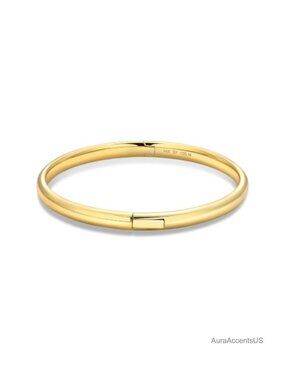 14k Gold Filled Oval Bangle Bracelet Snap Clasp Minimalist